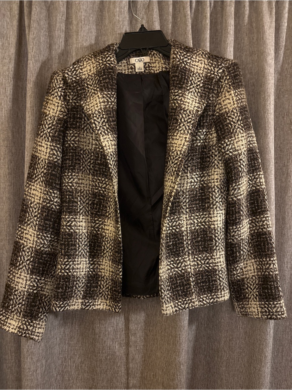 Cato Brown and Cream Plaid Tailored Blazer